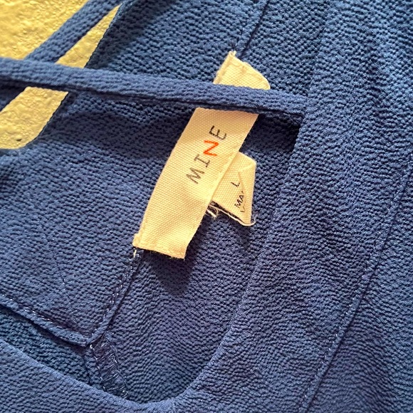 Blue Peek-a-boo/Off Shoulder Blouse - Picture 4 of 4